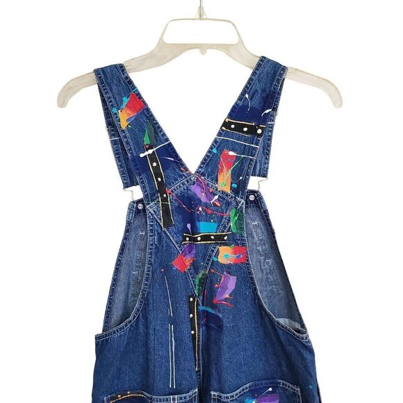 OOAK Jeans Overalls Small Womens Sarah Hand painted Originals Carpenter Pants - Picture 8 of 16